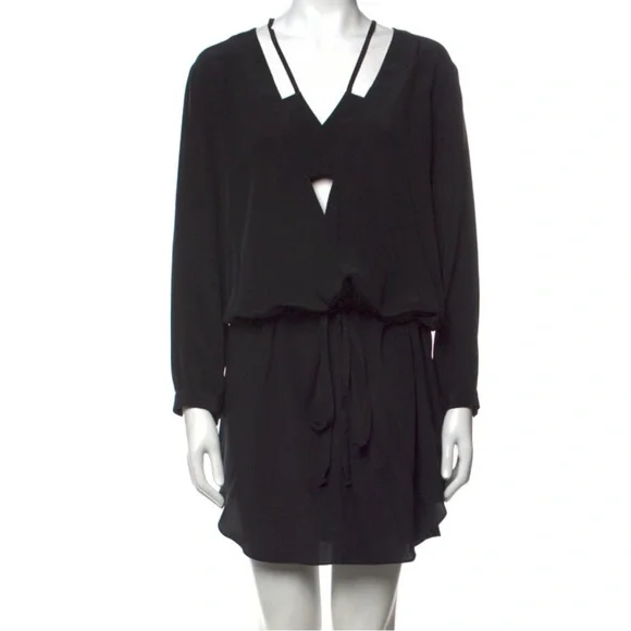 Mason Dresses | Mason 100% Silk Black Drawstring Mini Shift Dress With Cutout Detail Size 0 (Xs) | Color: Black | Size: 0 | Amacrocker's Closet Mason Dresses | Mason 100% Silk Black Drawstring Mini Shift Dress With Cutout Detail Size 0 (Xs) | Color: Black | Size: 0 | Amacrocker's Closet